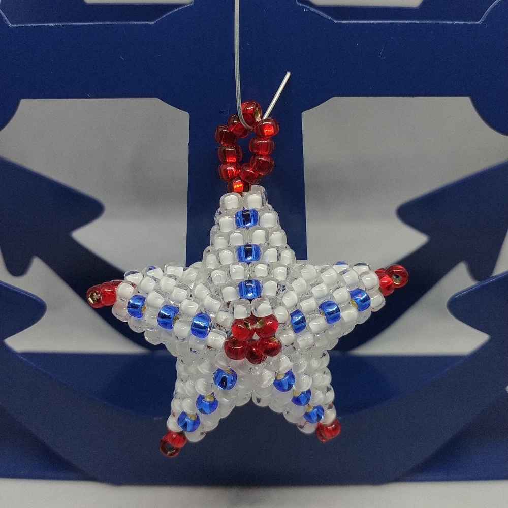 Handmade 3D Seed Bead Christmas Holiday Ornament